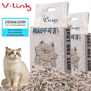 Litière pour chat mixte de marque personnalisée du fabricant, litière pour chat en fibre de soja Manufacturer customized brand mixed cat litter soybean fiber cat litter
